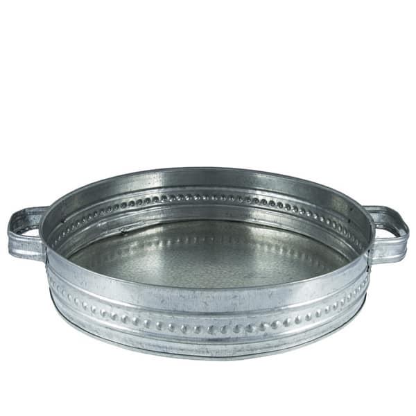 سینی گالوانیزه مدل دو دسته گرد سایز ۳۵ (رنگ استیل)