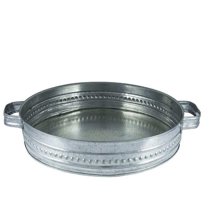 سینی گالوانیزه مدل دو دسته گرد سایز ۳۲ (رنگ استیل)