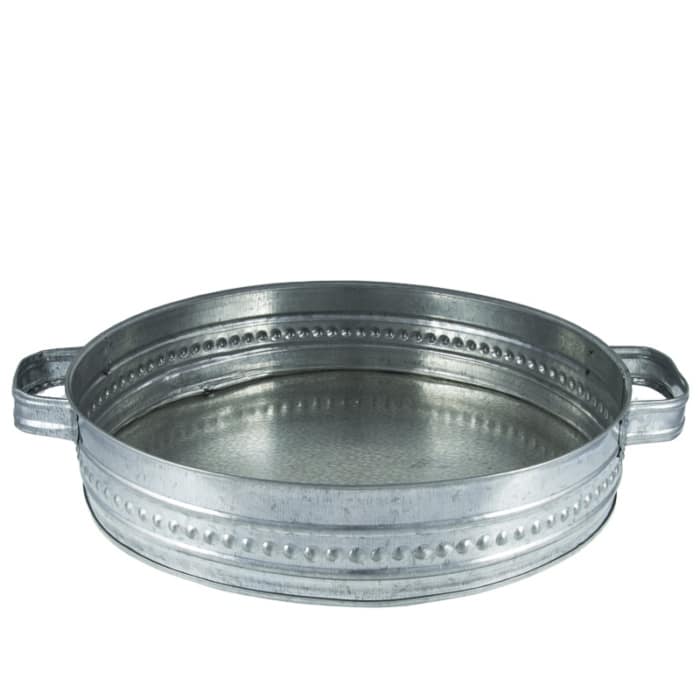 سینی گالوانیزه مدل دو دسته گرد سایز ۳۵ (رنگ استیل)