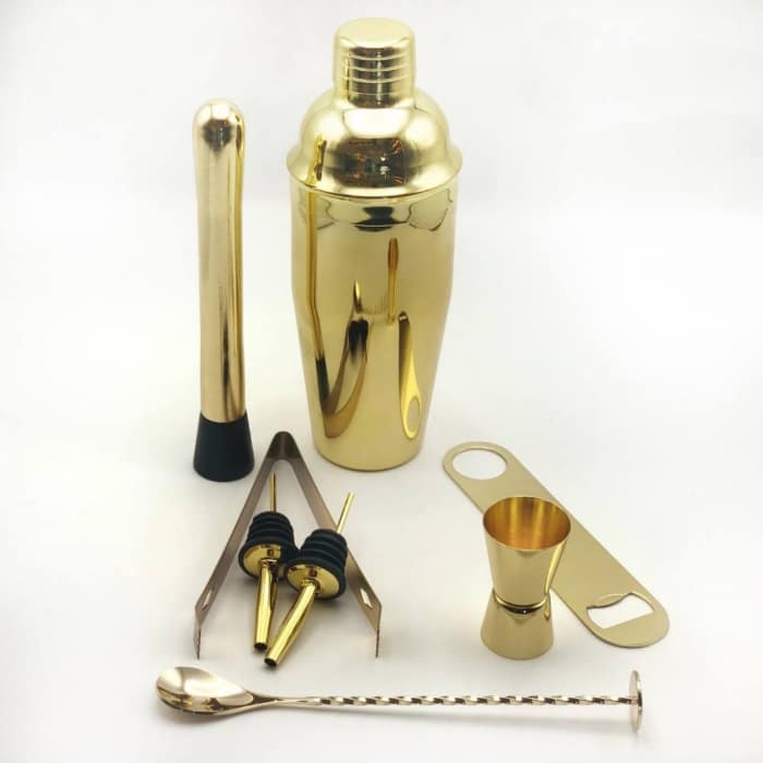 ست ۹ پارچه شیکر و اقلام همراه کد ۴۲۰۰ (۷۵۰ میلی لیتری - رنگ طلایی)