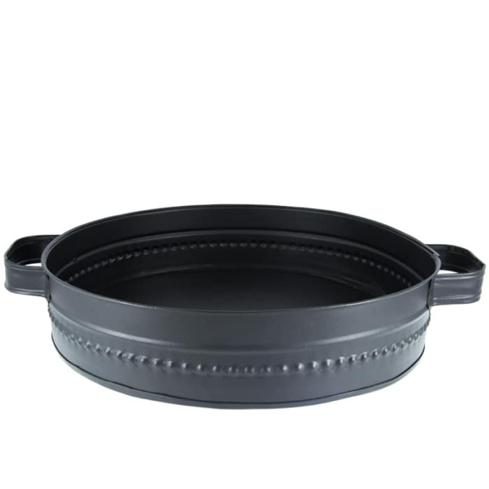 سینی گالوانیزه مدل دو دسته گرد سایز ۳۵ (رنگ مشکی)